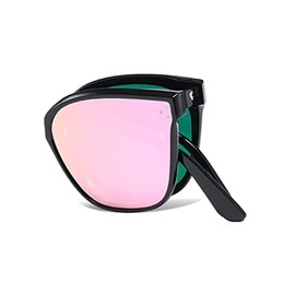 MAXJULI Oversized Sunglasses for Women Men UV Protection（Folding Black frame/Pink）