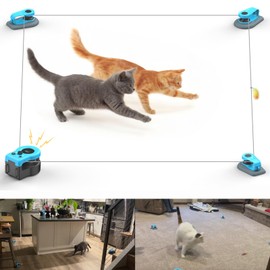 Cat Toys for Indoor Cats, Interactive Cat Toy Chasing Running Lure Course for Cat Kitten Play Chase Hunt Instinct Exercise, Auto Smart DIY Multi-track Cat Feather Toy with Mouse Sound(Cyan-blue)