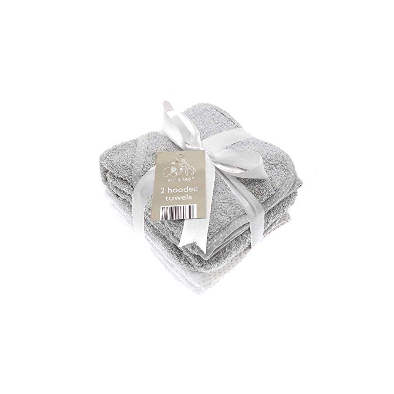 2 Soft White Elli and Raff Baby Hooded Bath Time