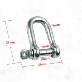 JY-MARINE 316 Stainless Steel D Shackle, Mini Shackles Bracelet,for Paracord Jewelry, Marine Grade Sailing Rigging Shackles,10 Pieces (3/16") 3/16 40Pcs