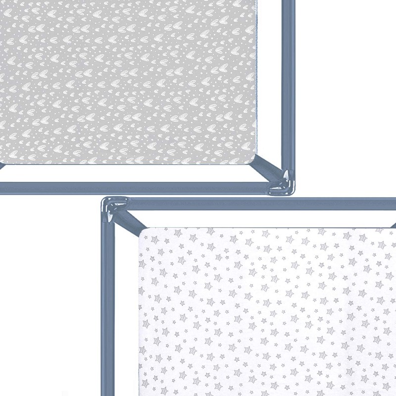 Travel Cot Fitted Sheet, 2 Pack, 100% Jersey Knit Cotton