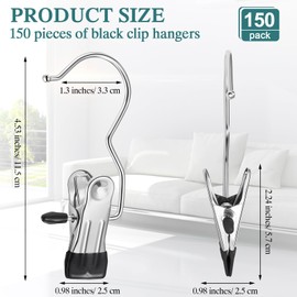 Yinder 150 Pcs Boot Hangers Clips Laundry Hooks Hanging Stainless Steel Clothes Pins Portable Clip Hangers for Closet Travel Socks Pants Handbags Hats Towels (Multicolor)