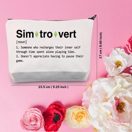TSOTMO Game Gaming Gift Simtrovert Definition Makeup Bag for Game Lovers Gamer Accessories Bag Video Game Gift (U.Simtrovert)