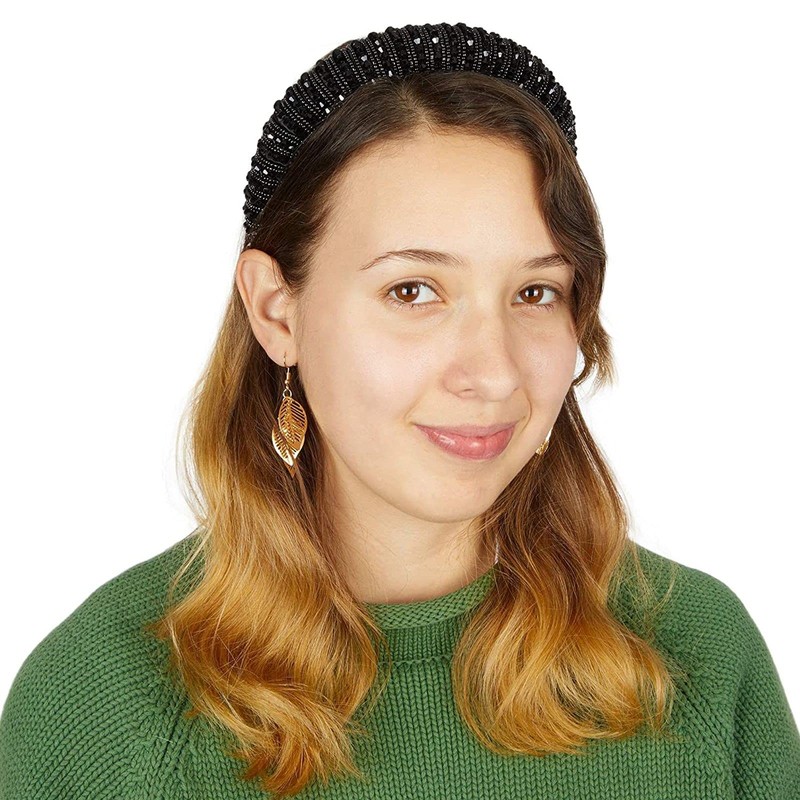 Diademas acolchadas de perlas para mujer, diseños de diamantes de