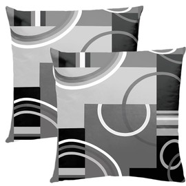 RYKEEN Grey Geometric Throw Pillow Cover 18x18 Inch, Set of 2 Abstract Geometry Decorative Cushion Covers for Sofa Beach Porch (Gray)
