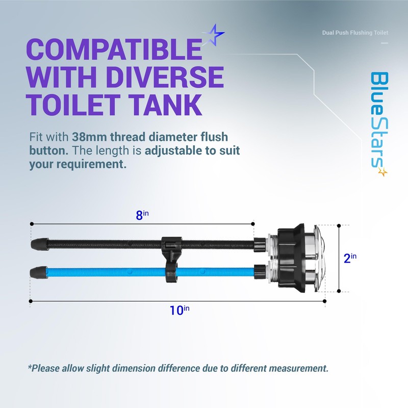 BlueStars Dual Push Flushing Toilet Water Tank Button Replacement with