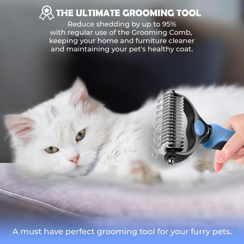 Undercoat Rake for Dogs & Cats, Dematting Comb with Extra
