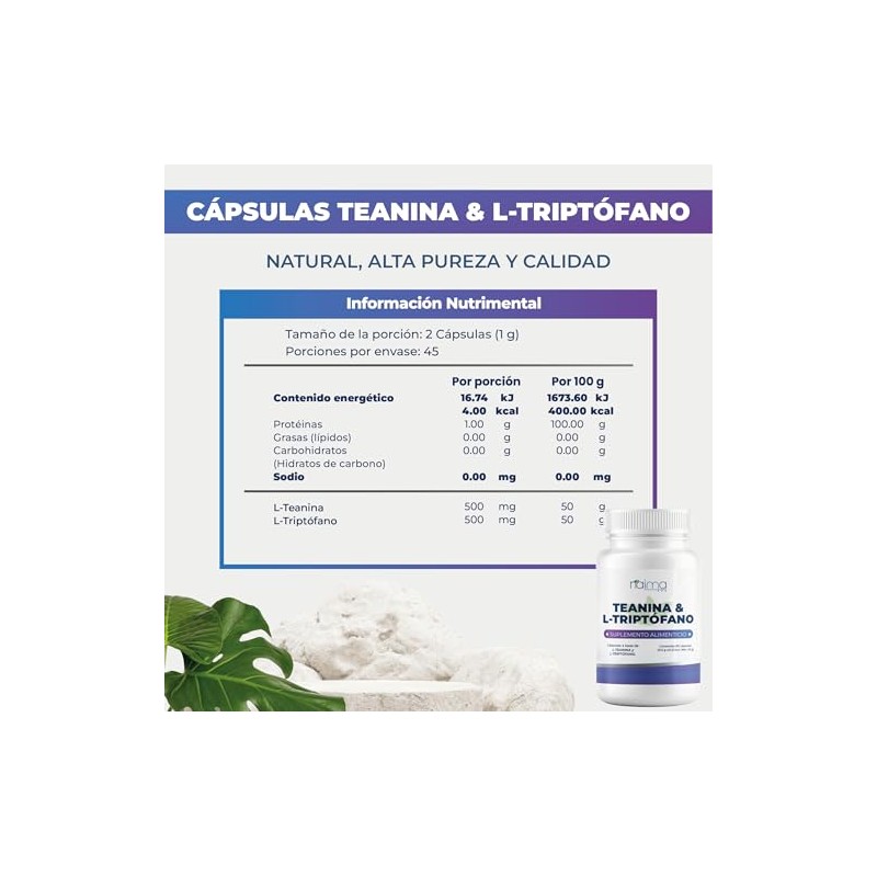 NAIMA L-Teanina y L-Triptófano | Suplemento Alimenticio para Relajación y
