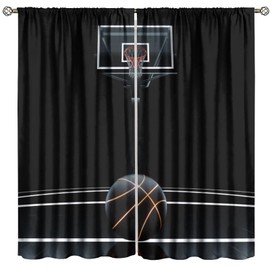 SHElifestyle Kids Basketball Sports Curtain, Basketball Court Sports Theme Window Treatment for Teen Boys Bedroom Sport Game Window Drapes for Home Living Room W42xL45(Decor