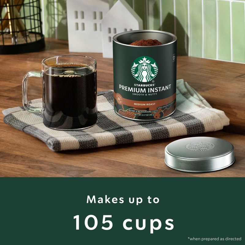 Starbucks Premium Instant Coffee, Medium Roast Coffee, Arabica Beans, Three