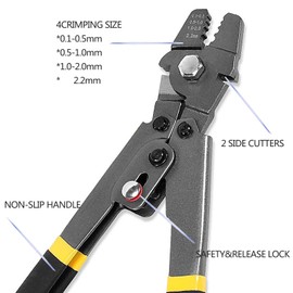 Stainless Steel Wire Cable Crimping Tool Kit, Cutter &Crimper Plier, 100FT 304 Wire Rope, 100pcs Aluminum Sleeves Stops Complete Kit (1/16'' Stainless Steel Cable Kit)