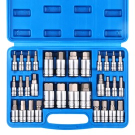 CASOMAN 33 Piece Master Hex Bit Socket Set, S2 Steel, SAE And Metric, Allen Socket Bit, 5/64-inch to 3/4-inch, 2mm to 19mm Socket Tool Kit