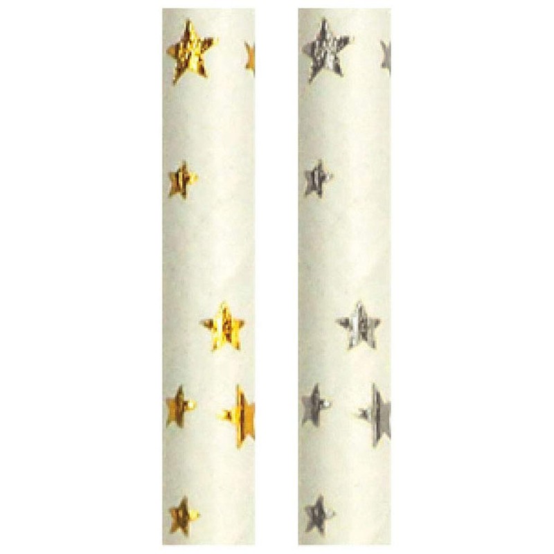 Okato Straws Metallic Gold Star Silver Star 0.6 x 19.5