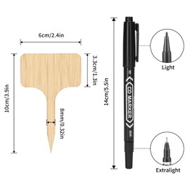 KINGLAKE GARDEN Bamboo Plant Labels,Plant Labels Garden Tags 60 Pack T-Type Wooden Plant Sign Tags Vegetable Garden Markers for Plants(6.5 X 10 cm)