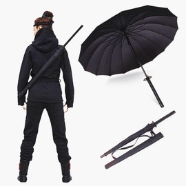 WPOZD Samurai Umbrella Semi-automatic Samurai umbrella is a creative gift for wind and rain protection outdoors (16 bone)