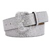 COTIM COYIN Broad Girls Sequin Sparkly Leather Belt, Silver