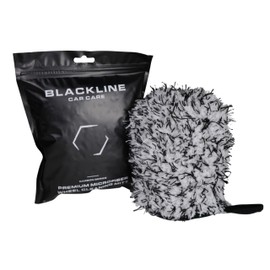 Blackline Car Wheel Mitt -Premium Scratch Free Microfiber Wash Mitt for Automotive Cleaning|Car Detailing Accessory Works with Bucket, or Foam Cannon | 70%/30% Microfiber Blend