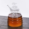 ORNAMI Handmade Glass Honey Pot with Dipper and Lid, 450