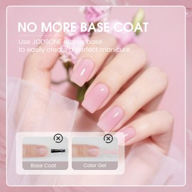 JODSONE Rubber Base Gel Set – 6 Colors 10ml Nude Purple Pink Brown Color Base Coat Gel Polish with Light Builder Effect, 3-in-1 Soak Off Gel for U V/LED Light DIY Manicure