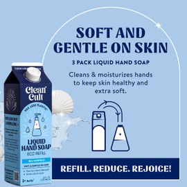 Cleancult Liquid Hand Soap Refills (32oz, 3 Pack) - Hand Soap that Nourishes & Moisturizes - Liquid Soap Free of Harsh Chemicals - Paper Based Eco Refill, Uses 90% Less Plastic - Sea Minerals