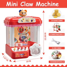 BLmukce Claw Machine for Kids, Mini Vending Machine with Music & 36 Mini Toys, Candy Grabber Prize Dispenser, Electronic Arcade Game Birthday Party Gifts for 3 4 5 6 7 8 Years Old