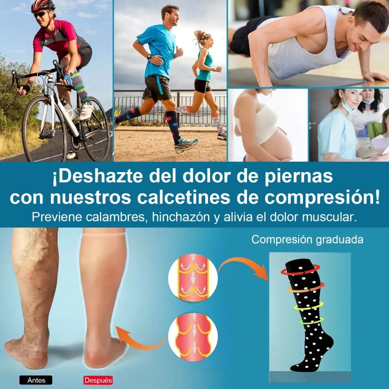 Calcetas Compresión Medias Alivia Varices Y Circulación 9pz