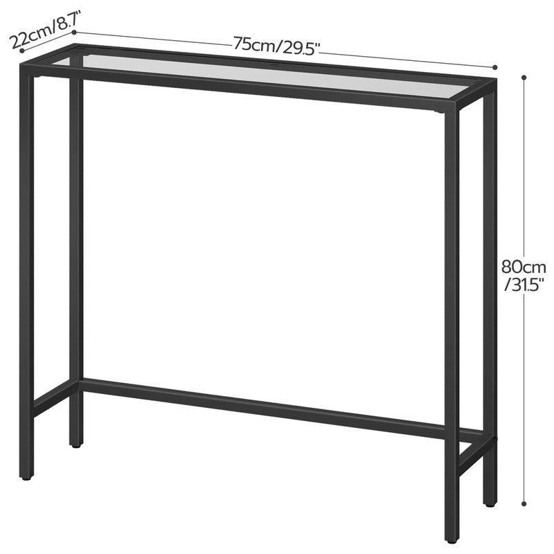 HOOBRO 29.5" Narrow Console Table, Tempered Glass Entryway Table, Modern
