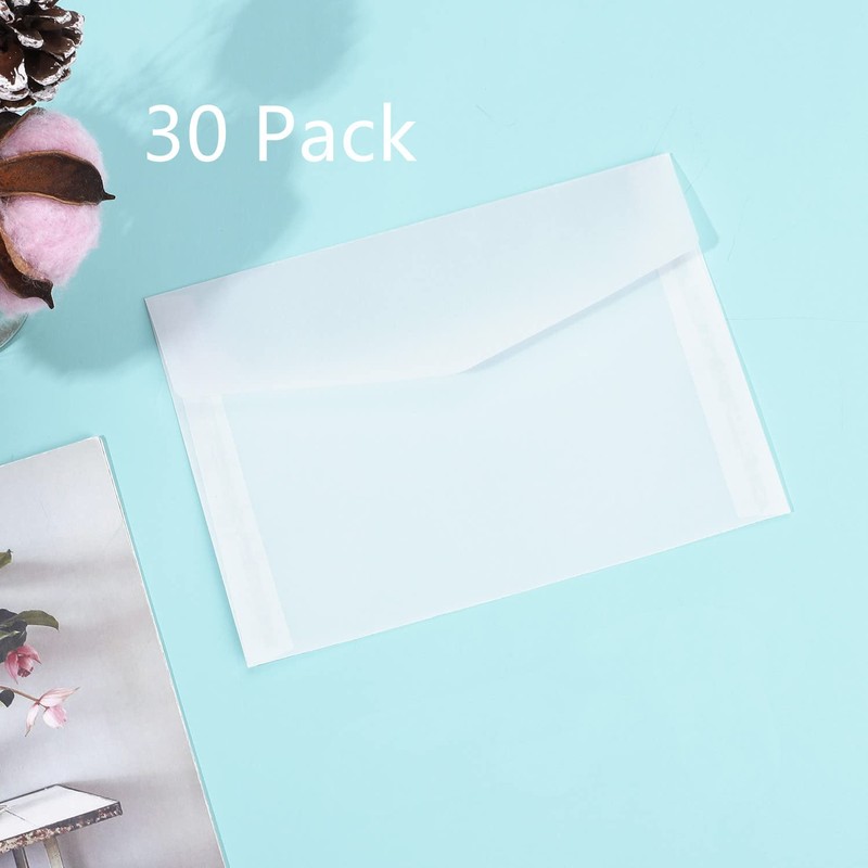 30 Pack Translucent Envelopes 5x7 Clear Invitation Envelopes Translucent Vellum