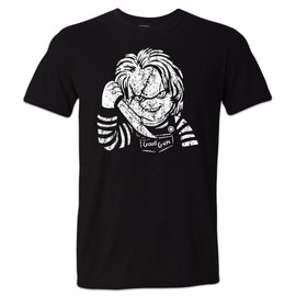 Nature V Society, Good Guy Chucky Tshirt Charles Lee Ray Slasher Movie Meme - (Black, XL)