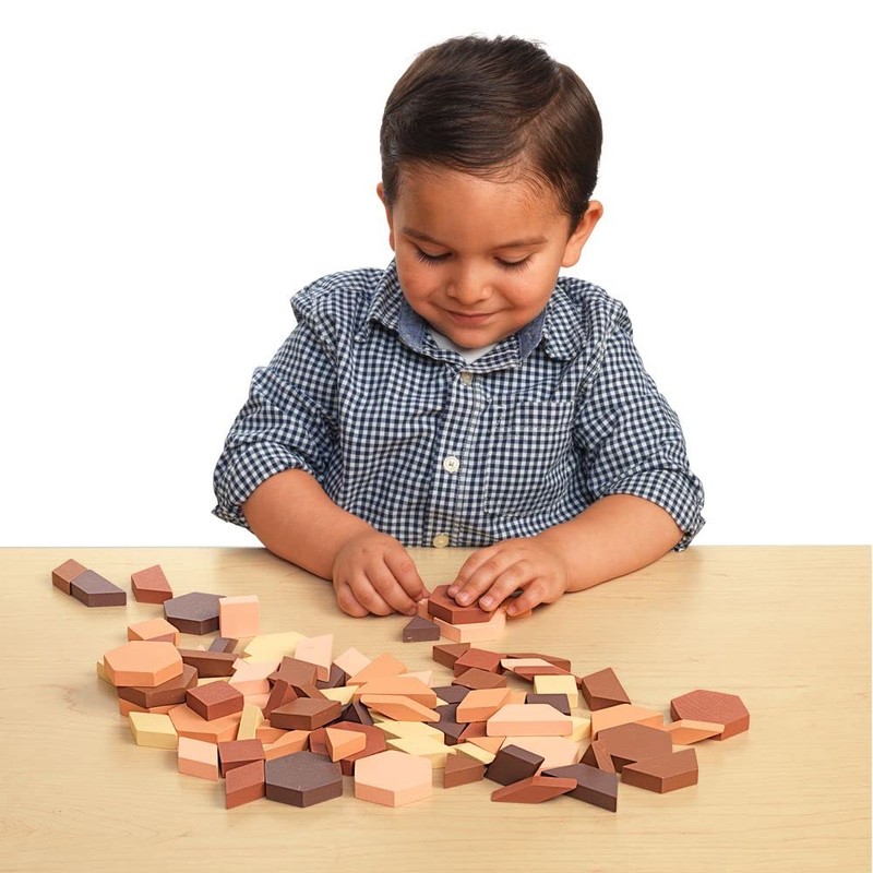 Excellerations Wood Pattern Blocks - 100 Pieces