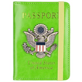 FACATH Passport Holder Cover Travel Wallet Case Passport Cards Protector Leather Card Case Travel Accessories RFID Blocking Document Organizer (Green)
