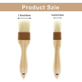 Waziaqoc 2 PCS Basting brush for Cooking, Natural Bristle Pastry Brush, Wooden Handle Basting and BBQ Brushes for Baking,Easy Clean Butter Brush,Sturdy Kitchen Culinary Utensil (1 Inch, 1 1/2 Inch)