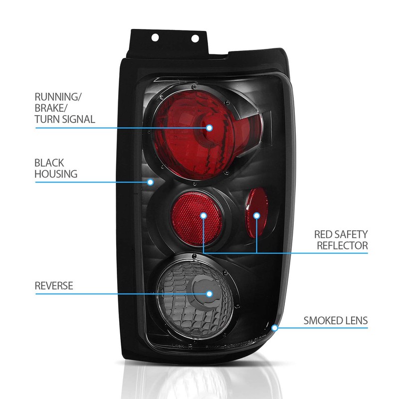 AmeriLite Black Smoke Replacement Brake Tail Lights Set for 1997-2002