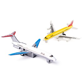 Pull Back Aeroplane Toys 2 Pack - Durable Die-Cast Metal & Plastic Airplane Vehicles for Kids Ages 3-6, STEM Learning Toys with Gift-Ready Packaging for Birthdays Christmas