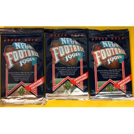 1991 Upper Deck Football pack factory sealed! Find the Montana auto?! 3 Pack Lot