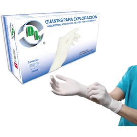 Guantes de latex para examen y exploracion no esteriles caja con 100 pz ambidiestros