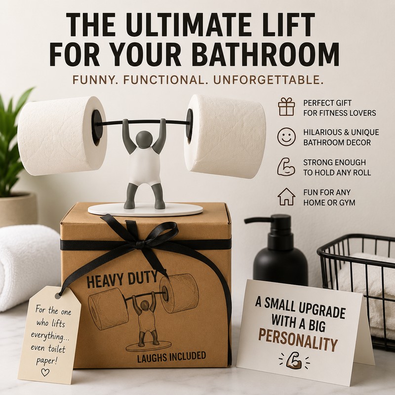 Funny Weightlifting Toilet Paper Holder for Bathroom Decor – Fitness-Themed