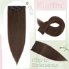Elailite Clip-In Real Hair Extensions Brown Silk Lace in Wefts