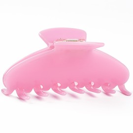 MAORULU Cute Claw Clip for Women – 4'' Large Acetate Hair Clips for Thick Thin Curly Long Hair, Durable Hair Clamps Non-slip Y2K Jaw Clip, Strong Hold, Stylish French Design (Jelly Pink)