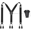 Kajeer Men Button Suspenders Adjustable, Heavy Duty Y-Back Elastic Black