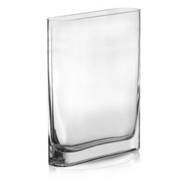 CYS EXCEL Glass Book Vase (H:10" Open:7"x2") Round Edge Oval Flower Vase Rectangular Wedding Centerpiece
