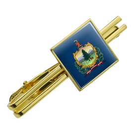GRAPHICS & MORE Vermont State Flag Square Tie Bar Clip Clasp Tack- Silver or Gold