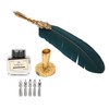 Feather Pen and Ink Set with 5 Interchangeable Nibs for