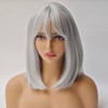 Silver Gray Wig with Bangs Ombre Grey Short Bob Natural