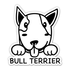 Bull Terrier Stickers - 2 Pack - Waterproof Vinyl for Car, Phone, Water Bottle, Laptop - Bull Terrier Cute Dog Peeking Decals (2-Pack)