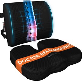 FORTEM Office Chair Cushion and Back Support for Office Chair, Lumbar Support Pillow, Memory Foam, Non Slip Sitting and Back Rest for Gaming, Car Seat Cushion, Chair Pad