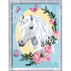 Ravensburger - CreArt D Series Unicorn Portrait Paint by Numbers Includes Pre-Printed Blackboard, Brushes, Paints and Accessories, Creative Game for Children Aged 9+