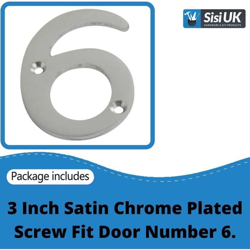 SISI UK® Satin Chrome Front House Door Numbers & Letters