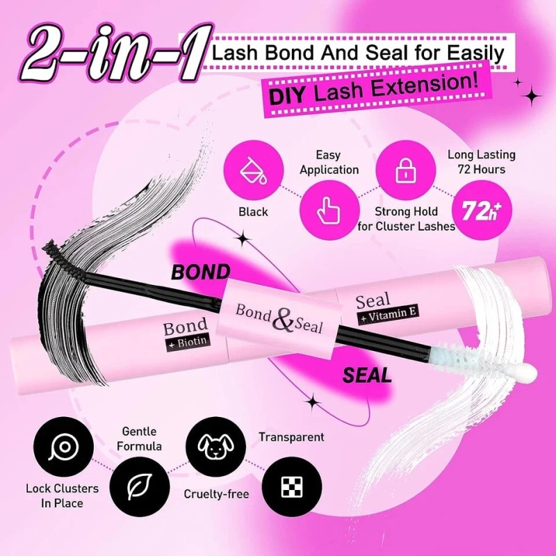 DIY Eyelash Extension Kit 320Pcs Lash Cluster D Curly 9-16Mm