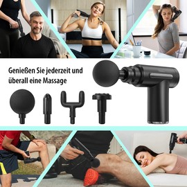 newgen medicals Massage Gun: Compact Cordless Handheld Massager with 4 Attachments, 6 Levels, USB-C, 30 W (Hand Massage, Massage Device, Massage Stick)